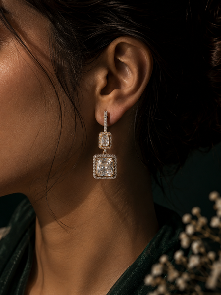 Veyra Crystal Square Drop Earrings
