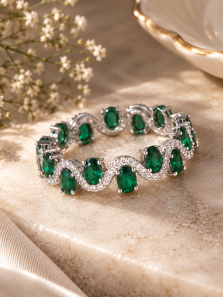 Emerald Wave Eternity Ring