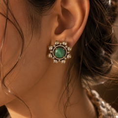Mint Kundan Bloom Studs