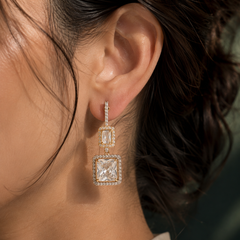 Veyra Crystal Square Drop Earrings