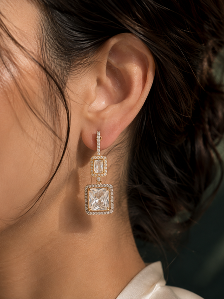 Veyra Crystal Square Drop Earrings