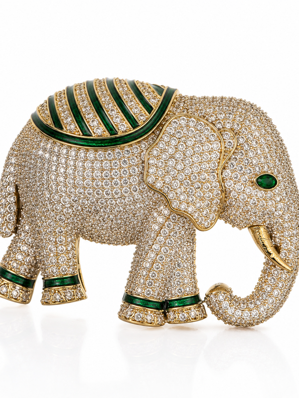 The Royal Emerald Elephant Brooch