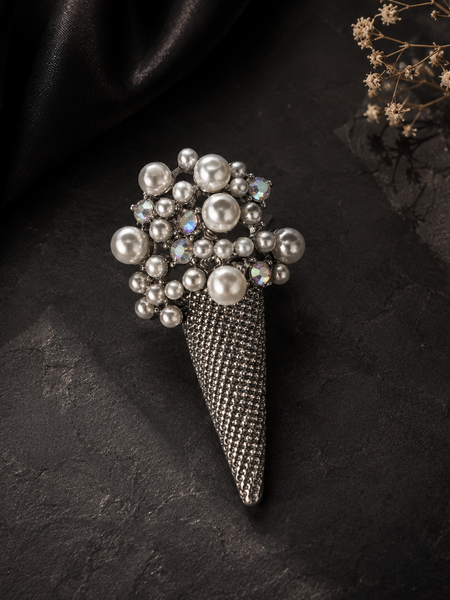 Midnight Pearl Cascade Brooch