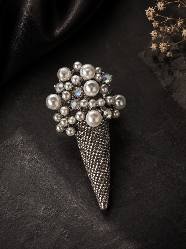 Midnight Pearl Cascade Brooch
