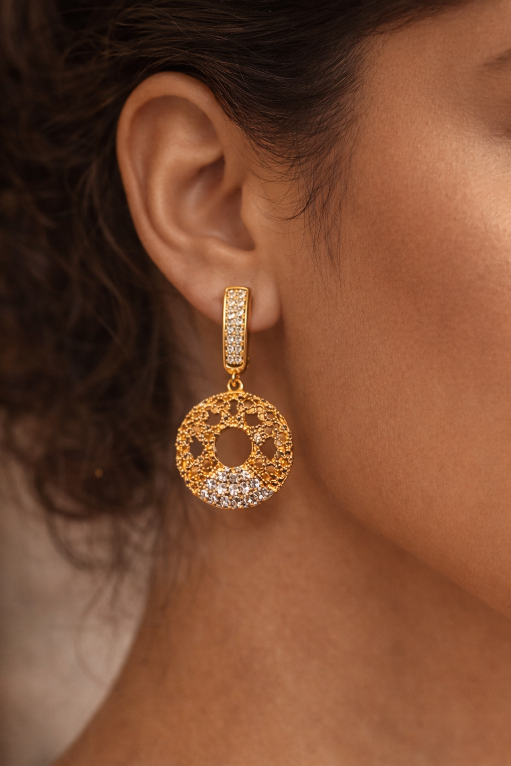 Zaria Filigree Disc Drop Earrings