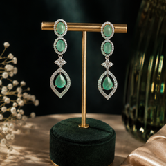Serena Mint Crystal Drop Earrings