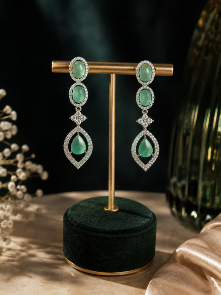 Serena Mint Crystal Drop Earrings