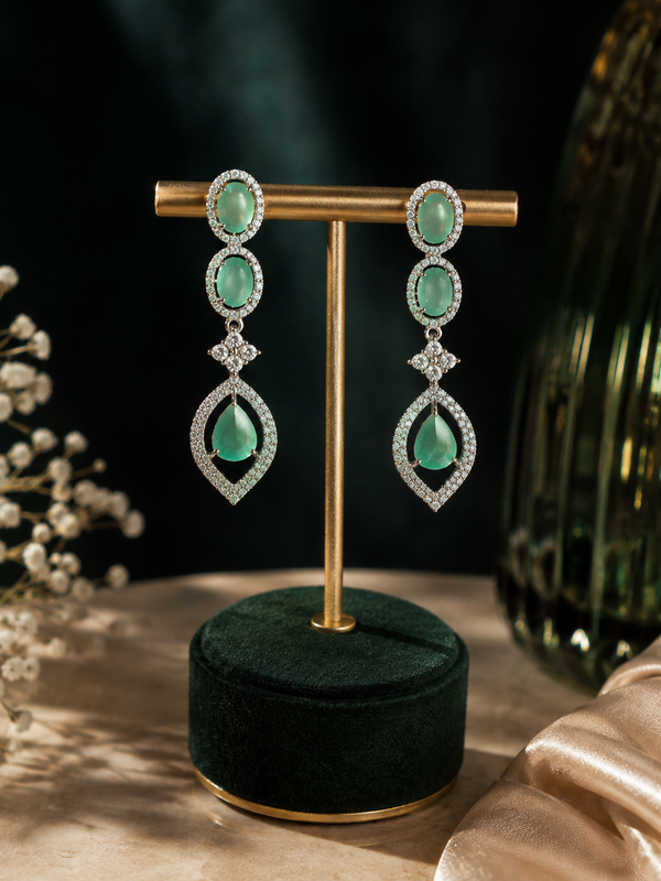 Serena Mint Crystal Drop Earrings