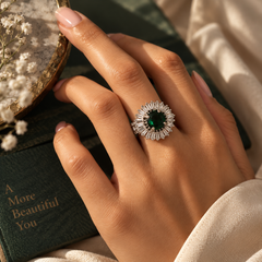 Zoya Emerald Halo Statement Ring