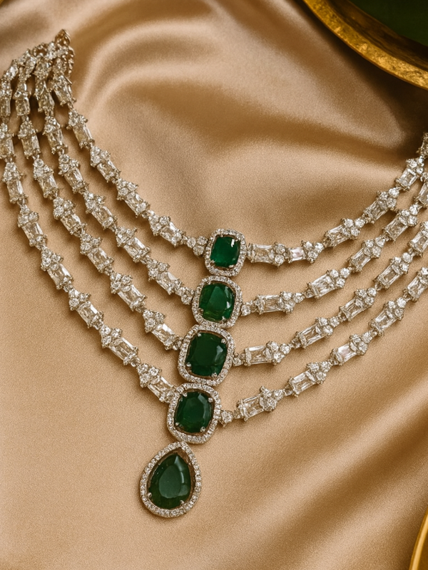 Emerald Cascade Diamond Necklace Set