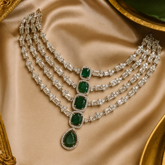 Emerald Cascade Diamond Necklace Set