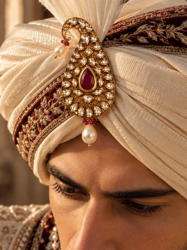 Aariz Ruby Kundan Men’s Kalgi
