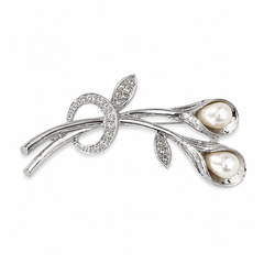 Silver Calla Pearl Brooch