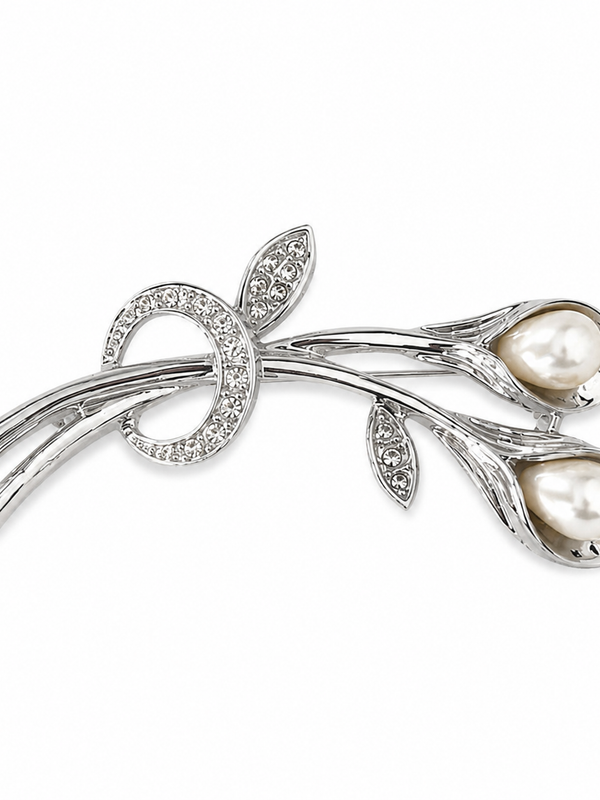 Silver Calla Pearl Brooch