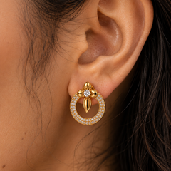 Fleur Pavé Circle Stud Earrings