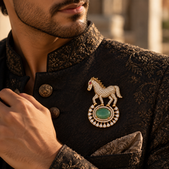Ashva Emerald Statement Brooch