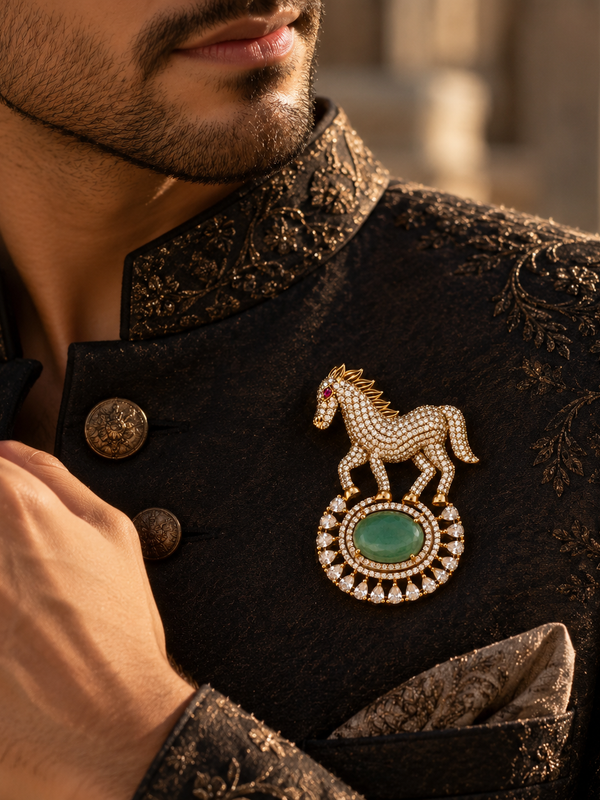Ashva Emerald Statement Brooch