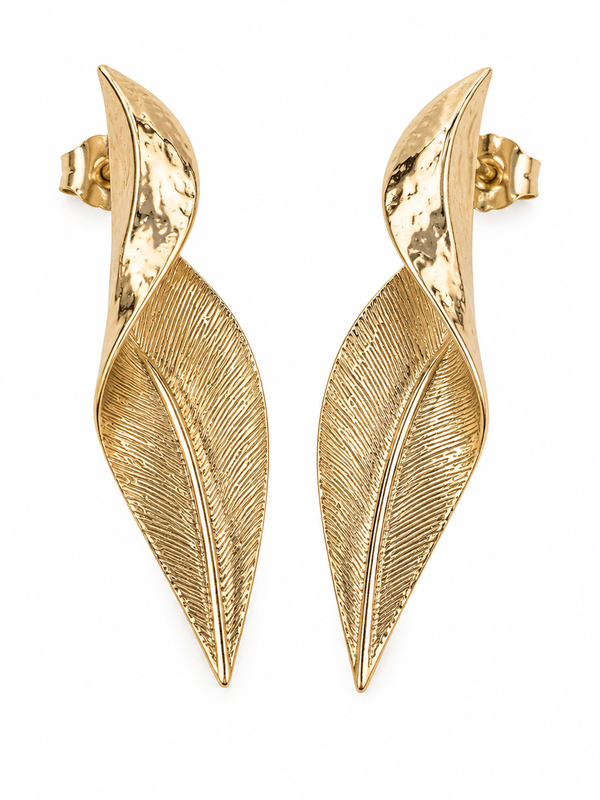 Elara Sculpted Leaf Earrings
