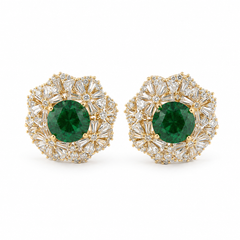 Emerald Blossom Stud Earrings