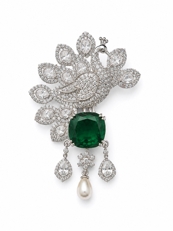 The Emerald Mayura Statement Brooch