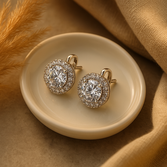 Silver Crystal Stud Earrings