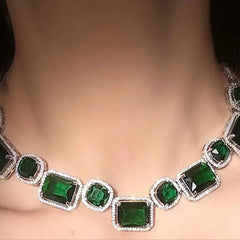 Imperial Emerald Diamond Necklace Set
