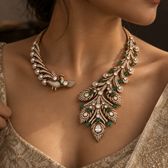 Morni Emerald Polki Necklace & Earrings Set
