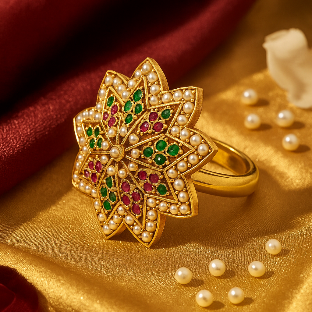 Nayantara Kundan Pearl Ring
