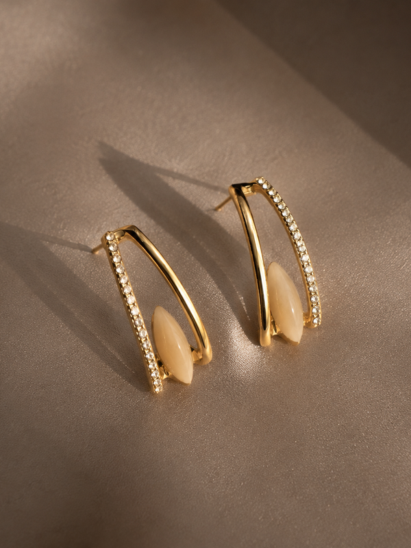 Aria Mother of Pearl Pavé Stud Earrings