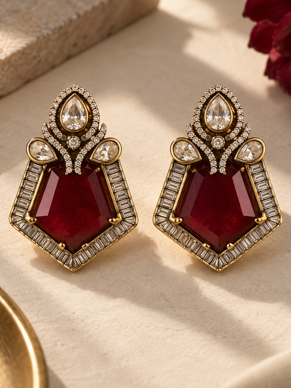 Zaira Ruby Deco Studs