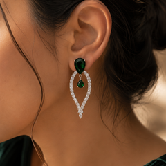 Emerald Halo Statement Earrings
