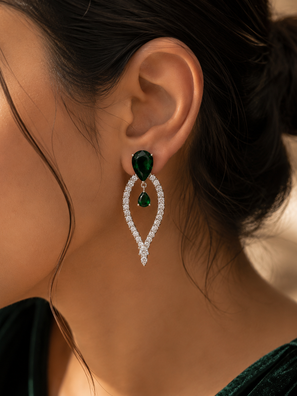 Emerald Halo Statement Earrings
