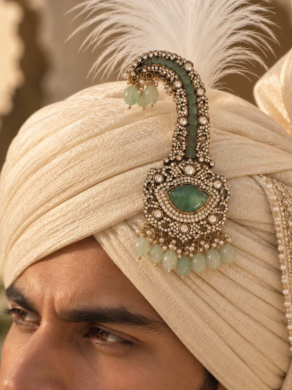 Ziya Mint Kundan Men’s Kalgi