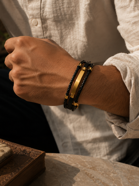 The Noir Layered Bar Bracelet