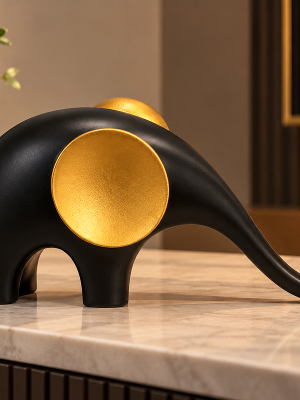 Noir & Gold Serenity Elephant Sculpture