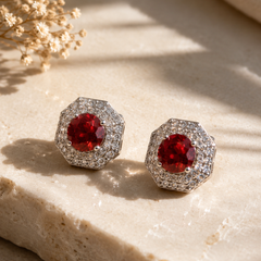 Scarlet Halo Stud Earrings