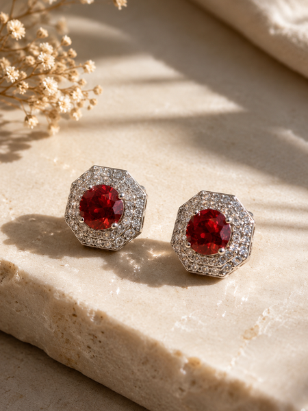 Scarlet Halo Stud Earrings