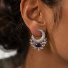 Noor Amethyst Crescent Earrings