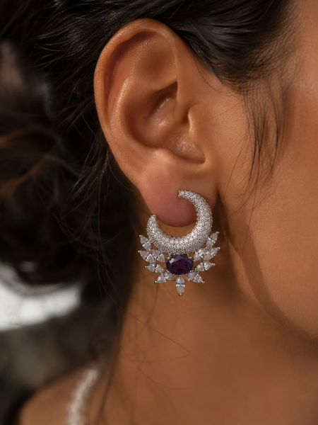 Noor Amethyst Crescent Earrings