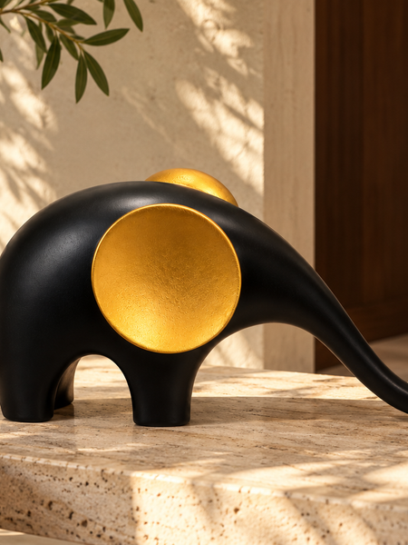 Noir & Gold Serenity Elephant Sculpture