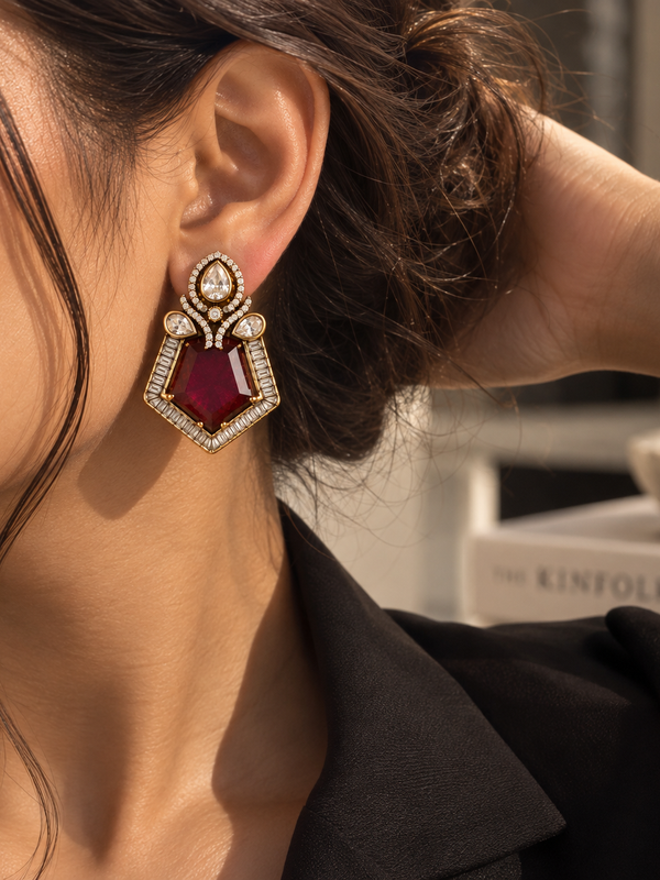 Zaira Ruby Deco Studs