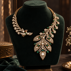 Morni Emerald Polki Necklace & Earrings Set