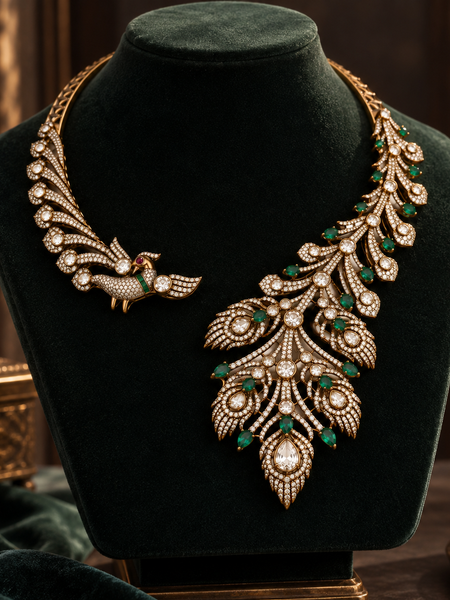 Morni Emerald Polki Necklace & Earrings Set