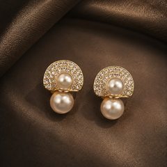 Aurielle Pearl Pavé Stud Earrings