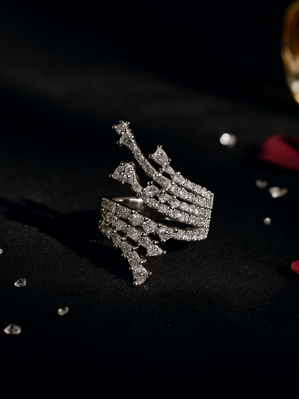 Celestial Cascade Statement Ring
