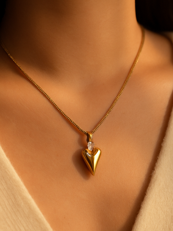 Golden Embrace Heart Pendant Necklace