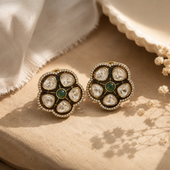 Meher Emerald Polki Studs