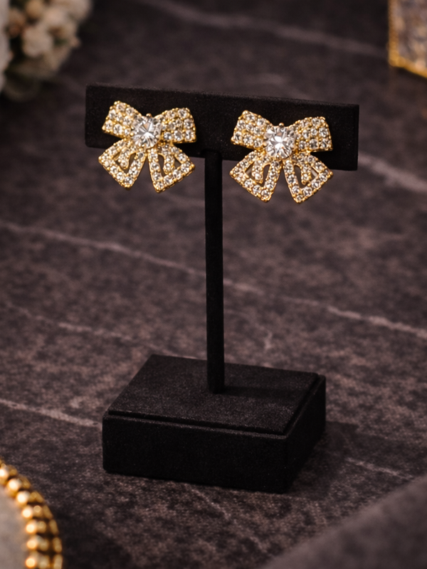 Aurielle Bow Crystal Stud Earrings
