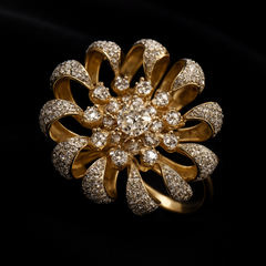 Radiant Floral Diamond-Style Cocktail Ring