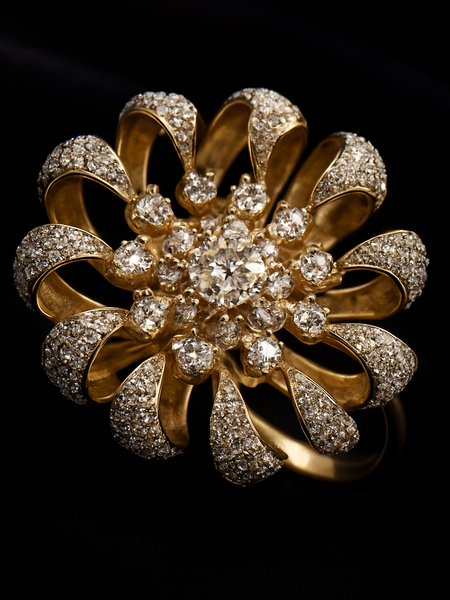 Radiant Floral Diamond-Style Cocktail Ring